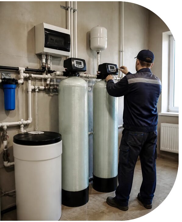 Монтаж системы обезжелезивания воды для дома в Железногорске